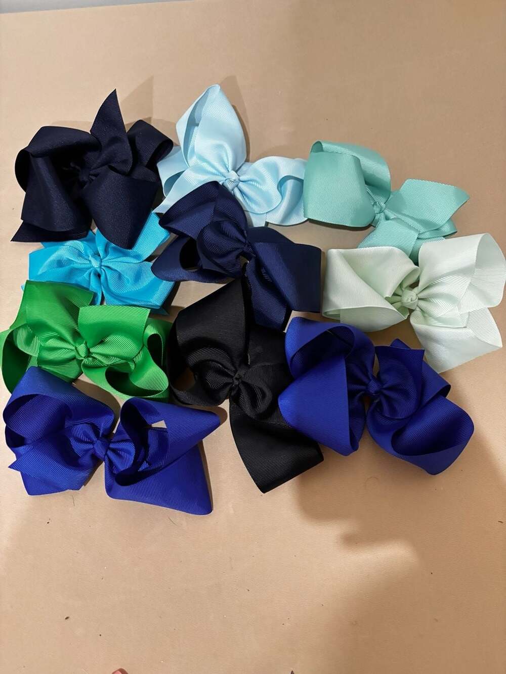Lot Of 10 Grosgrain Ribbon Hair Bows Assorted Colors